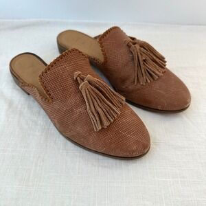 Jack‎ Rogers Delaney Tassel Mules Women's Slides Brown Leather Shoes 6.6
